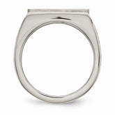 Stainless Steel Men's Ring with Polished and Brushed CZ Accents